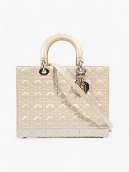 Christian Dior Lady Dior Natural Patent Leather Large