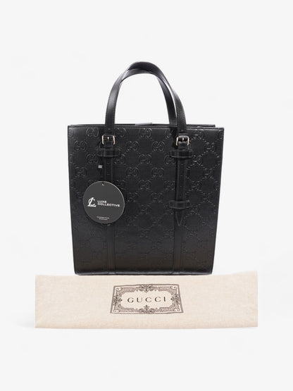 Gucci GG Tote Bag Black Embossed Leather Medium