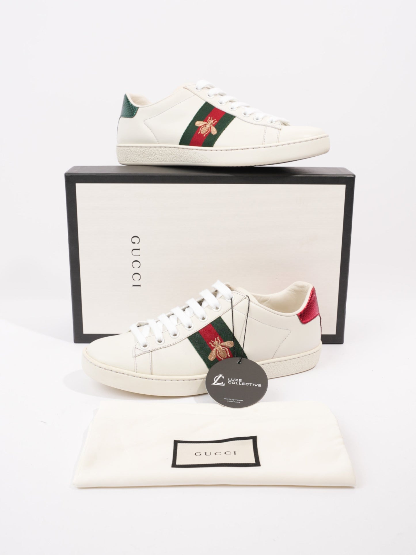 Gucci Ace Embroidered Bee White / Green / Red Leather EU 37 UK 4