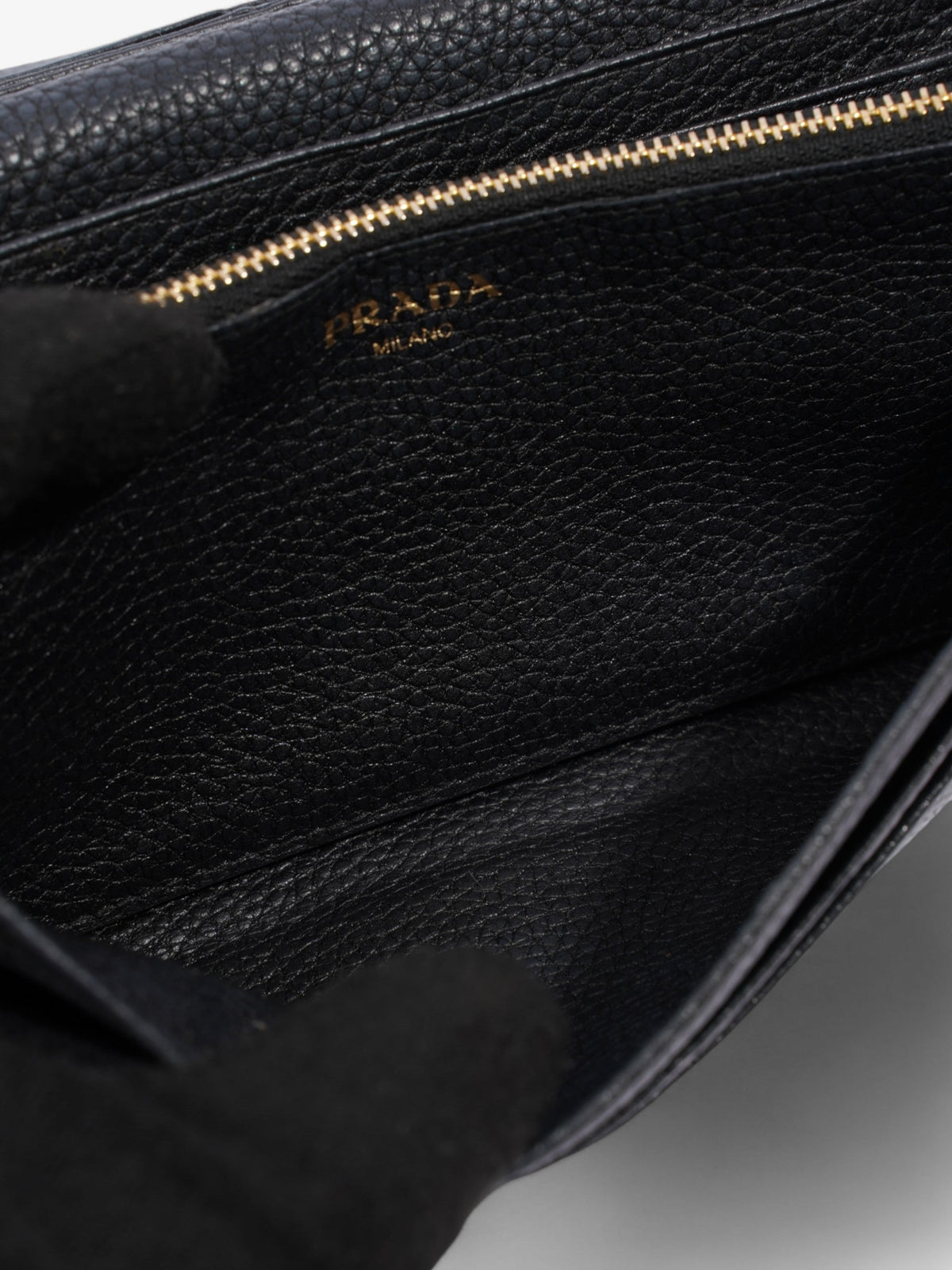 Prada Continental Wallet Dark Grey Leather
