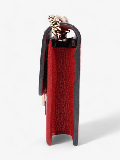 Gucci Interlocking G Leather Chain Wallet Red Leather