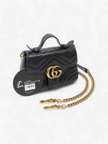 Gucci GG Marmont Top Handle Bag Black Matelasse Leather Mini