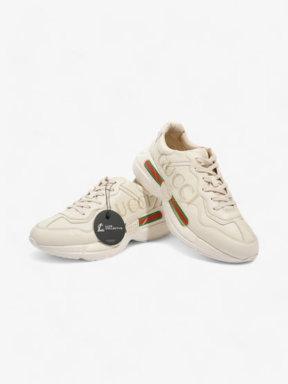 Gucci Rhyton Logo-Print Off White / Green / Red Leather EU 41 UK 7