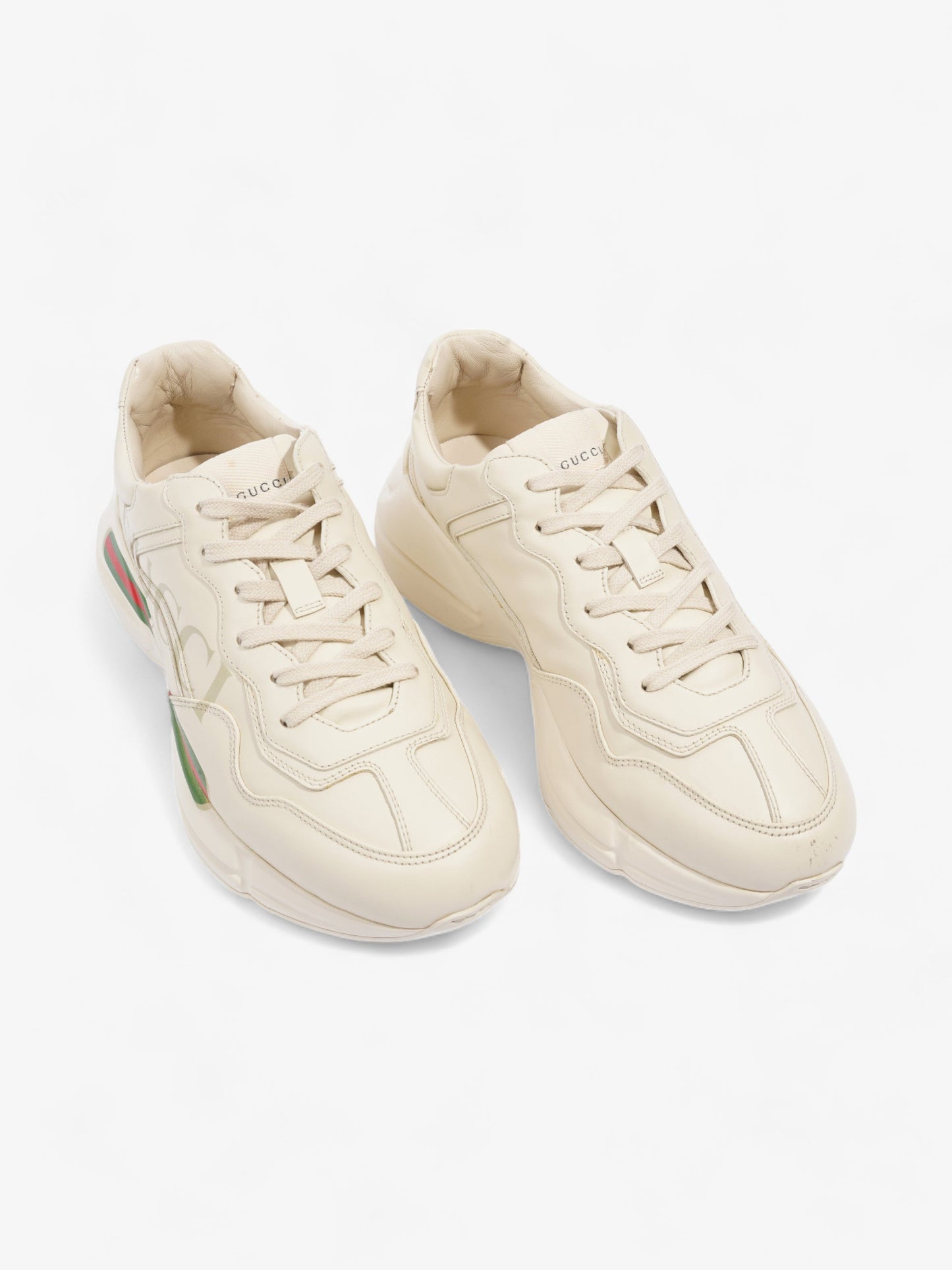 Gucci Rhyton Logo-Print Off White / Green / Red Leather EU 41 UK 7