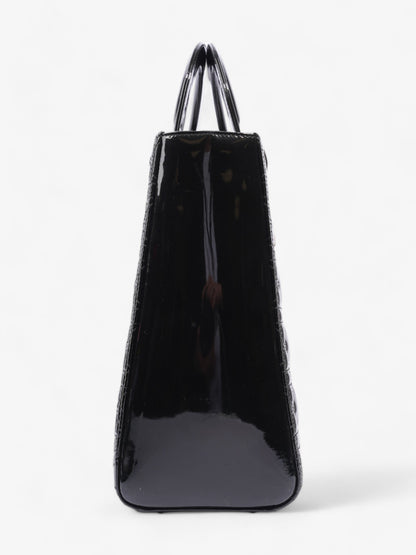 Christian Dior Lady Dior Black Patent Leather Large