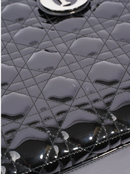 Christian Dior Lady Dior Black Patent Leather Large