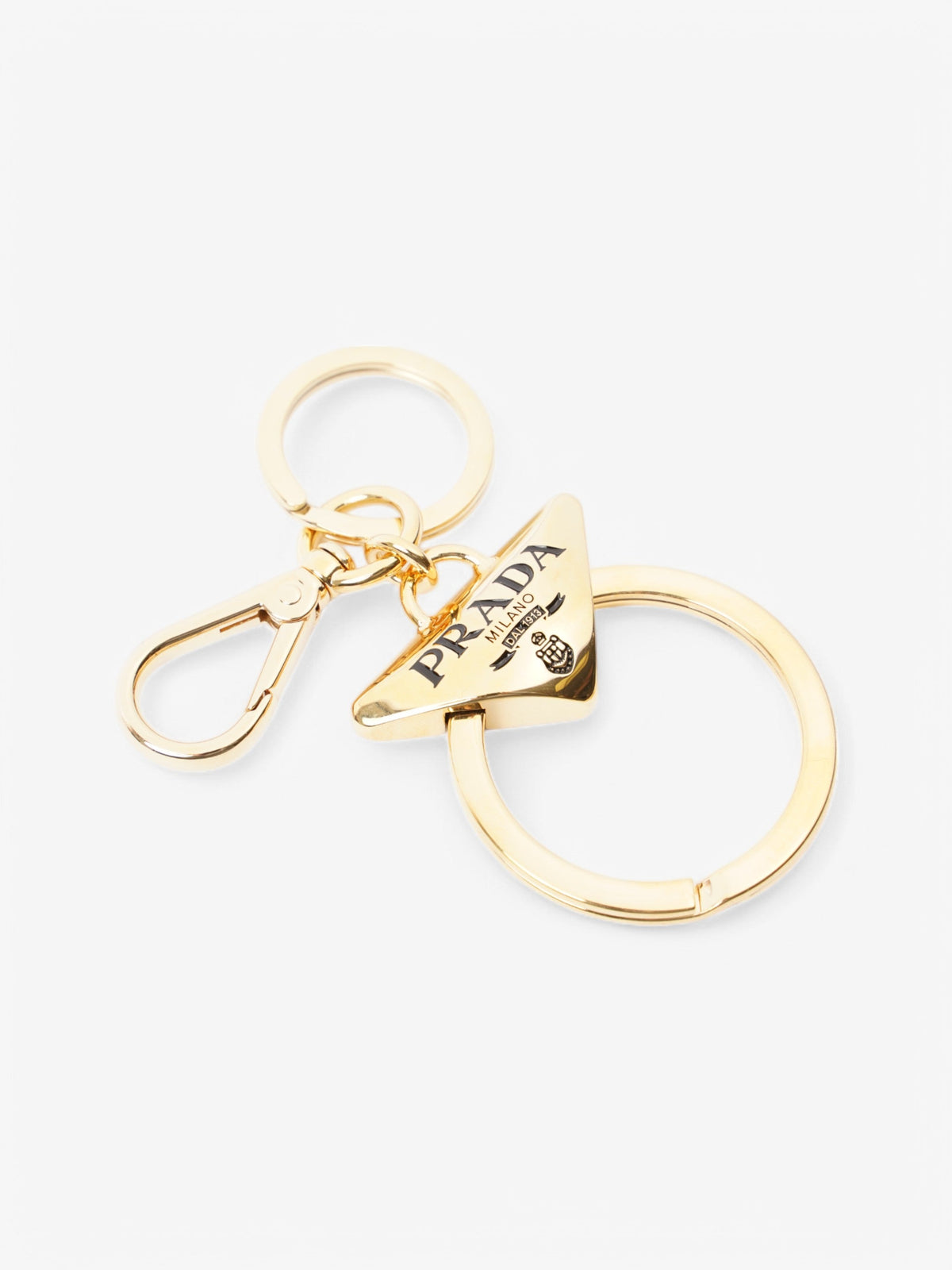 Prada Key Ring Gold Base Metal