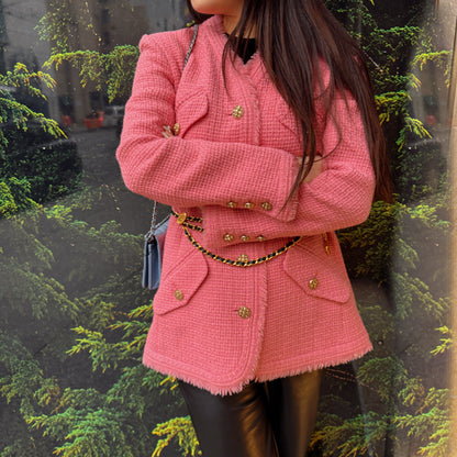 Chanel Pink Tweed Jacket 20 FW