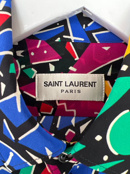 Saint Laurent Multicolour 80's Abstract Printed Long-sleeve Silk Shirt Size FR 34 (UK 6)