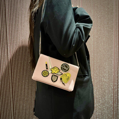 Christian Dior Diorama Patch Embellished Leather Wallet on Chain TWS