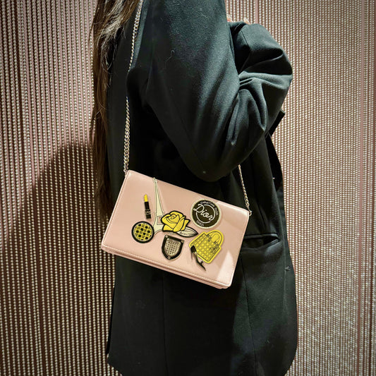 Christian Dior Diorama Patch Embellished Leather Wallet on Chain TWS