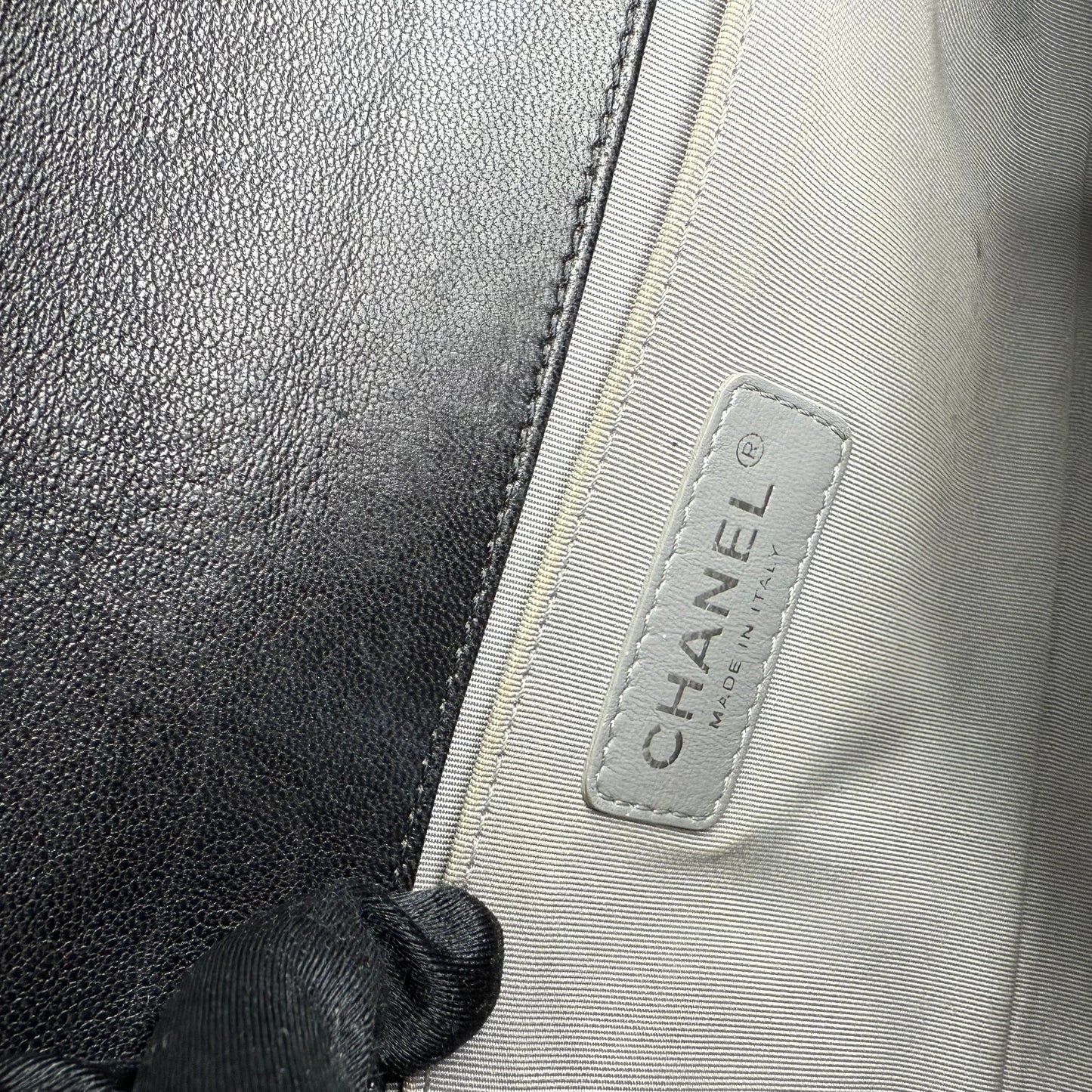 Chanel Medium Black Lambskin Ruthenium Hardware Le Boy Flap Bag