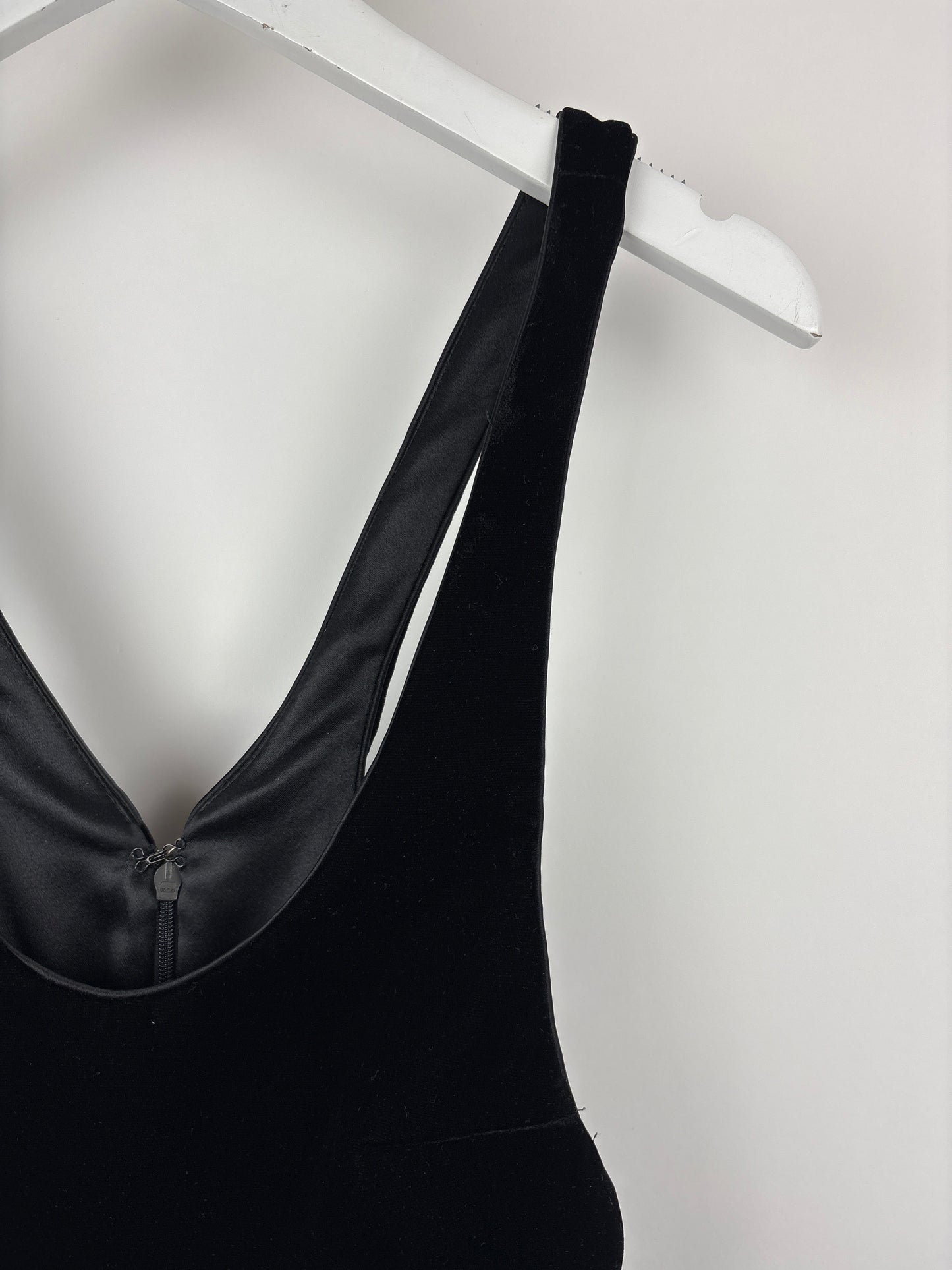 Saint Laurent Black Velvet Mini Sleeveless Playsuit with Crystal Heart and YSL Zip Detail Size FR 36 (UK 8)