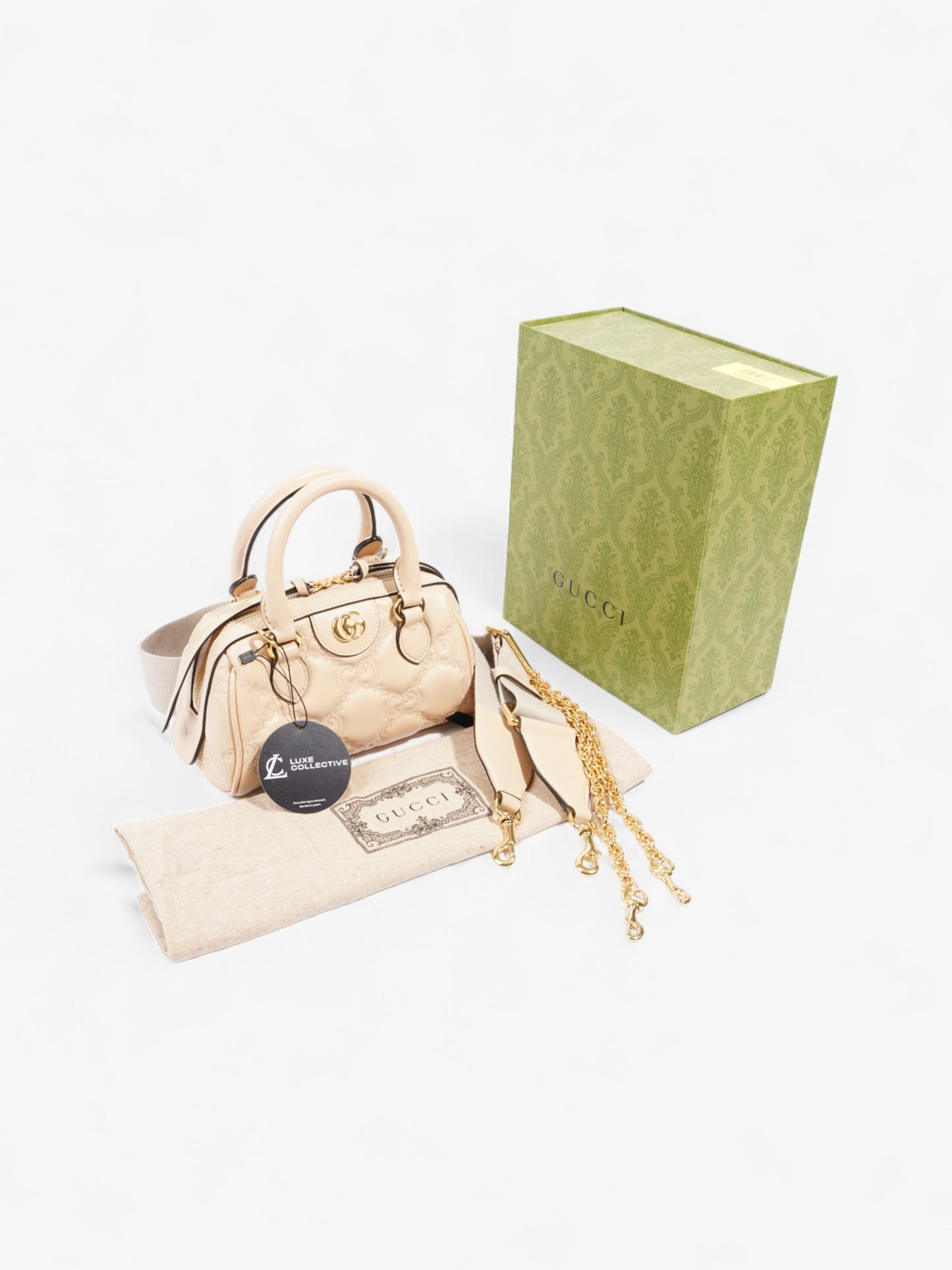 Gucci GG Super Top Handle Bag Light Beige Leather Mini
