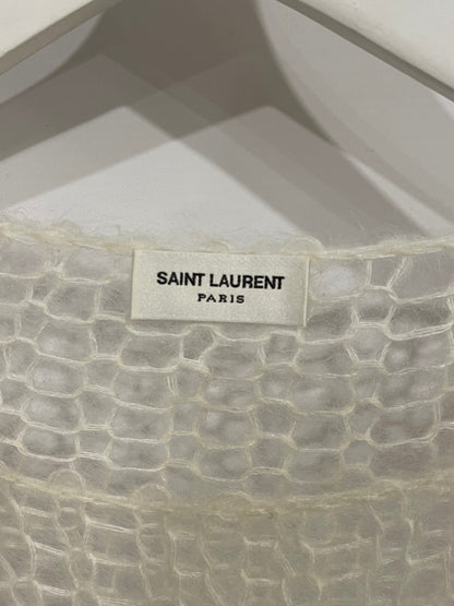Saint Laurent Cream Mohair Perforated Knit Jumper Size S (UK 8)
