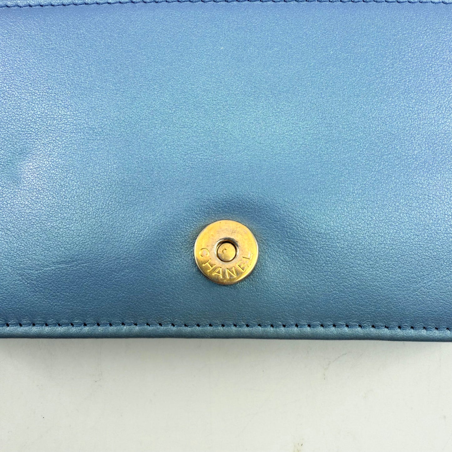 Chanel Iridescent Blue Wallet On Chain