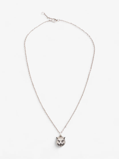Gucci Feline Head Necklace Silver Silver Sterling