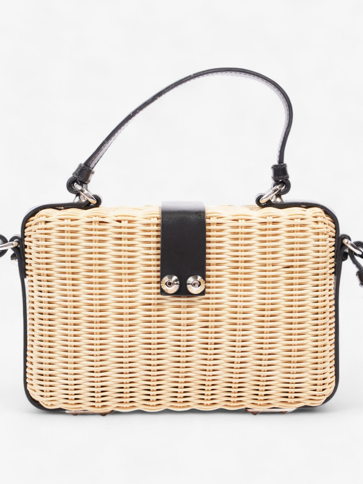 Prada Wicker Top Handle Black / Natural Wicker