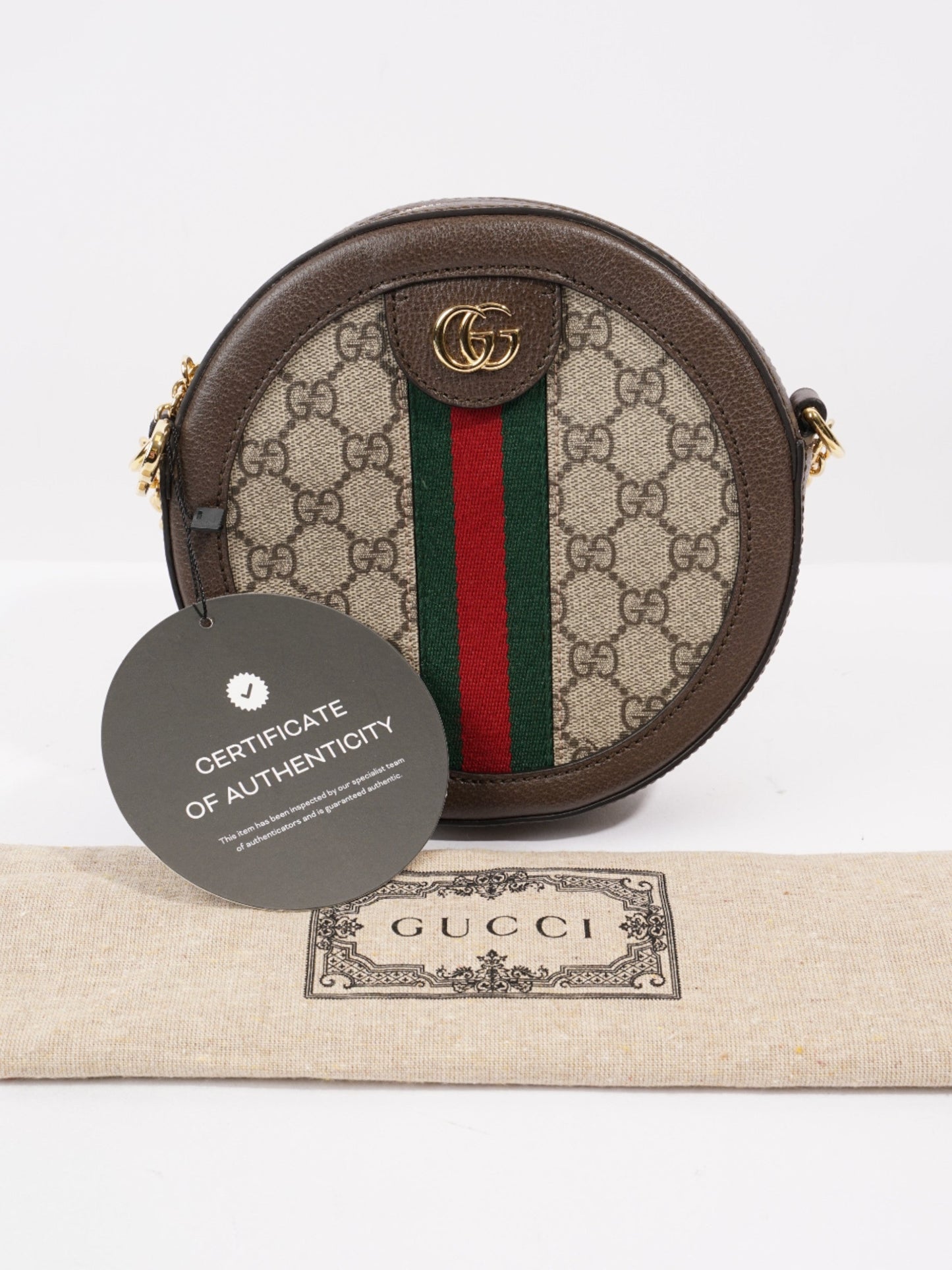 Gucci Ophidia GG Round GG Supreme / Green / Red Canvas Mini