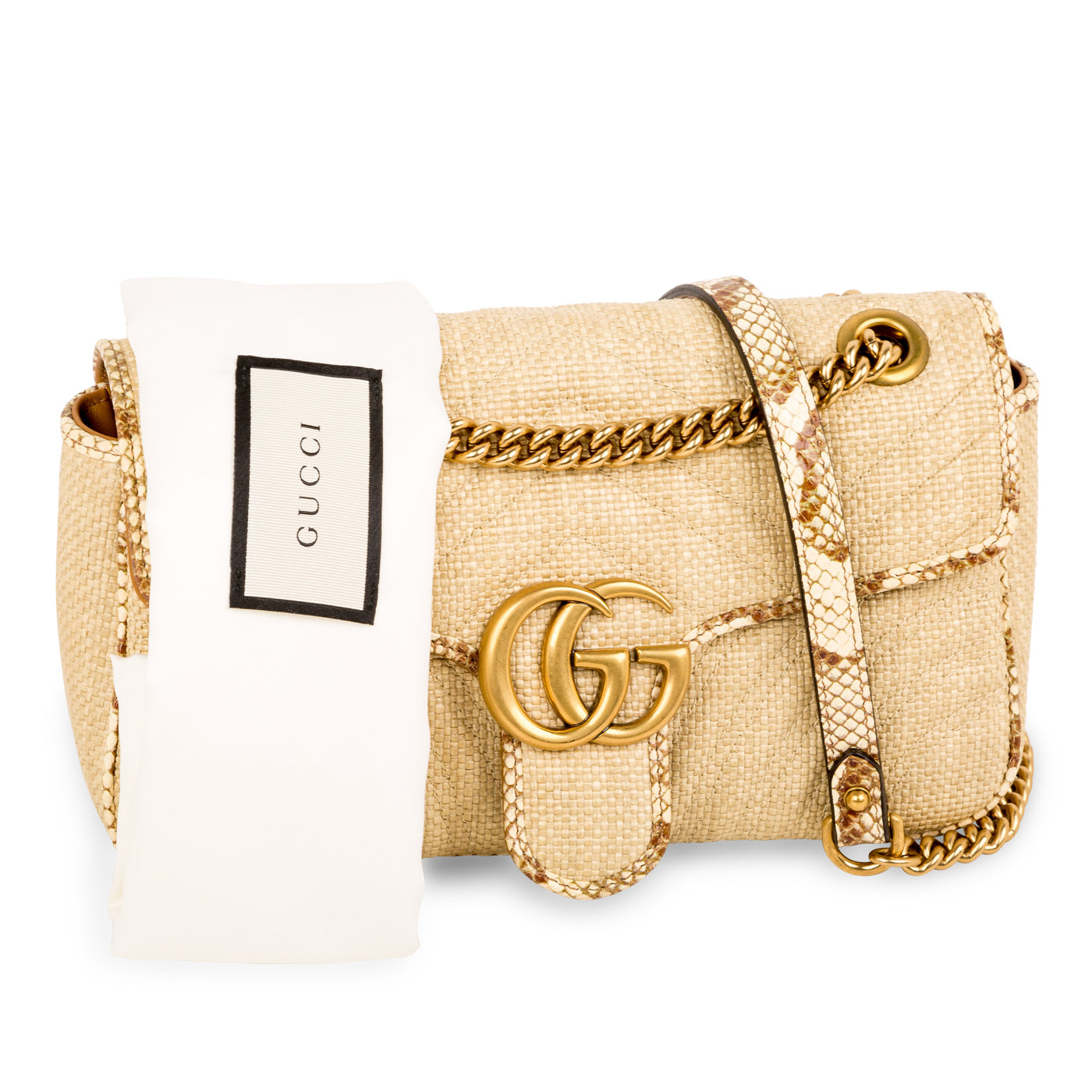 Gucci GG Marmont Bag - Raffia and Python - Small