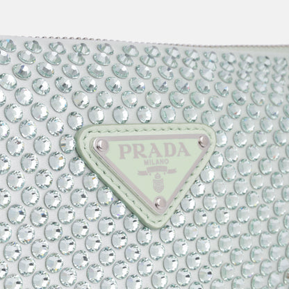 Prada Crystal Studded Satin Pouch