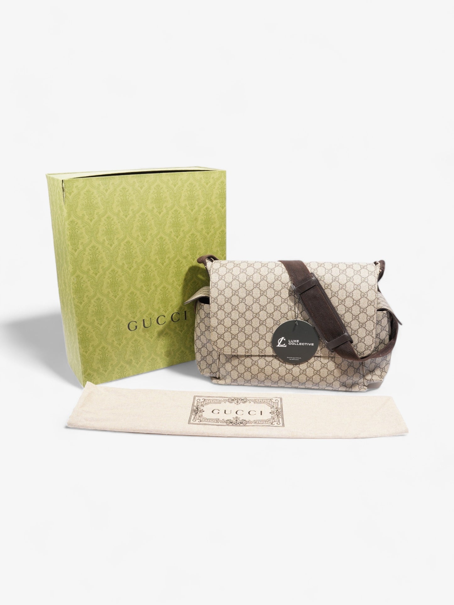 Gucci Baby Changing Bag Beige And Ebony GG Supreme Coated Canvas