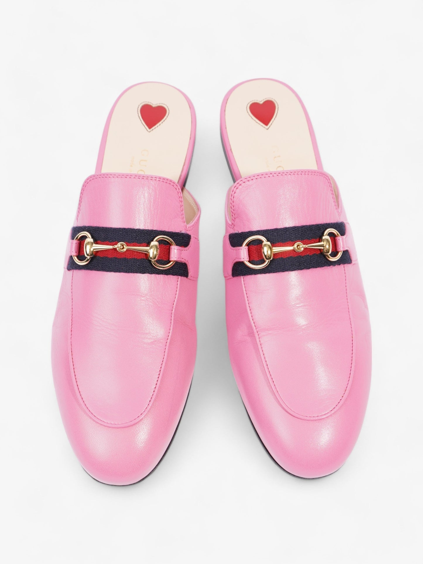 Gucci Malaga Kid Web Princetown Pink Tropical Flower Calfskin Leather EU 40 UK 7