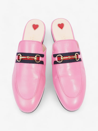 Gucci Malaga Kid Web Princetown Pink Tropical Flower Calfskin Leather EU 40 UK 7