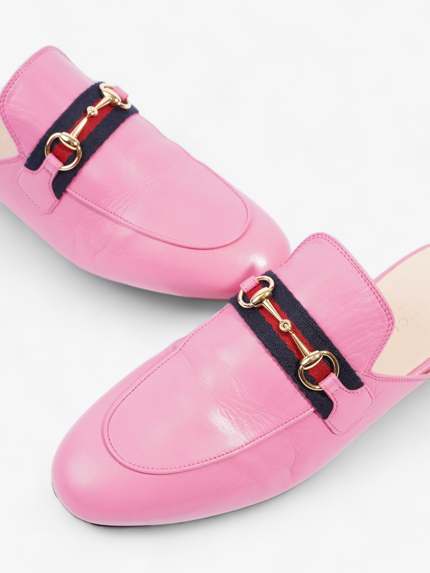 Gucci Malaga Kid Web Princetown Pink Tropical Flower Calfskin Leather EU 40 UK 7