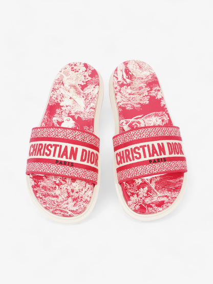 Christian Dior Dway Logo Toile De Jouy Slide Raspberry Canvas EU 41 UK 8