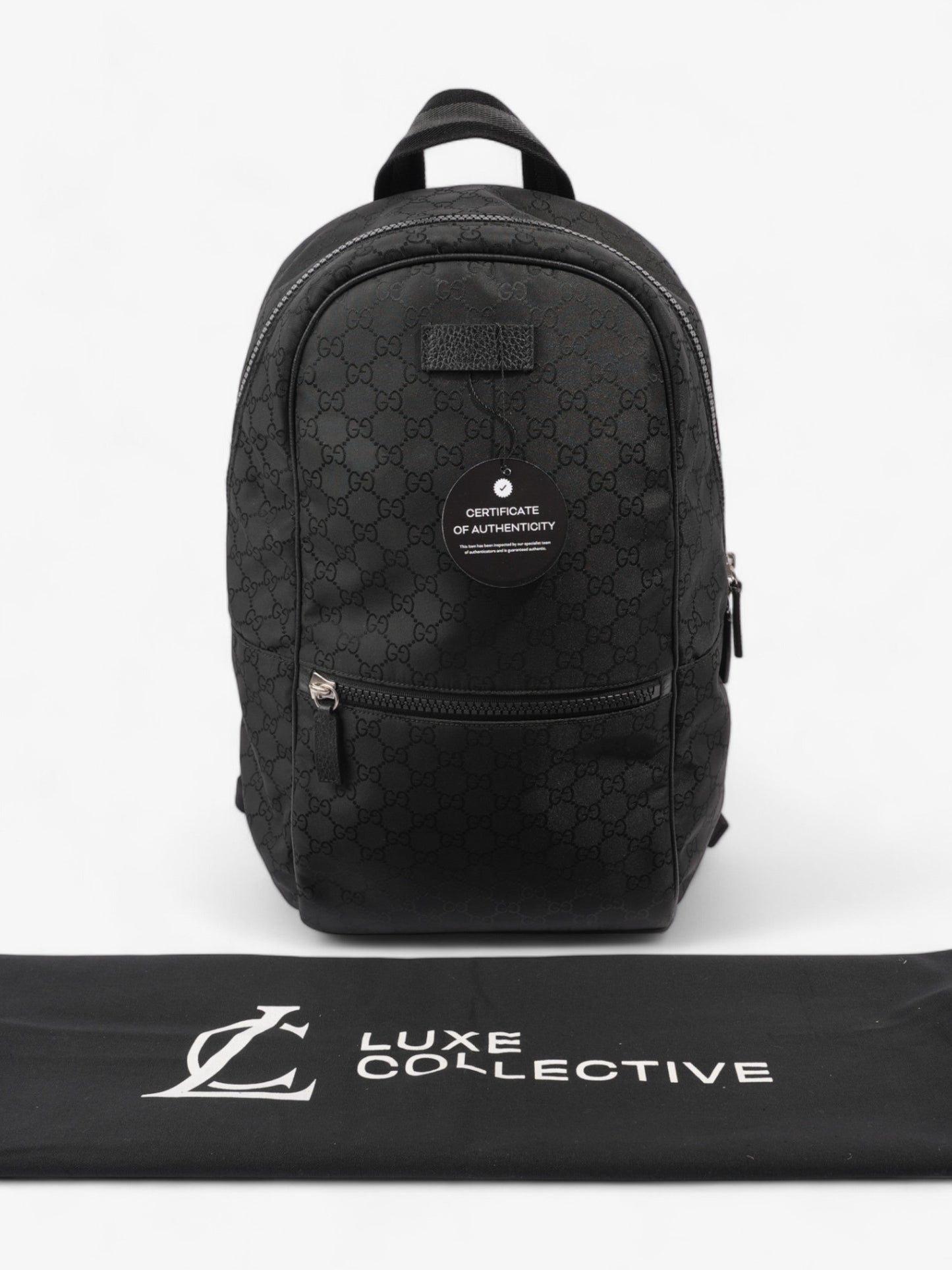 Gucci Double Zip Backpack Black GG Supreme Nylon
