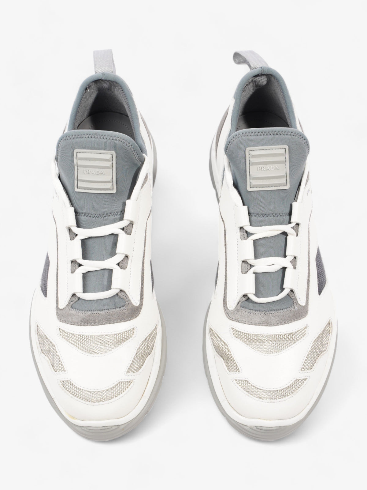 Prada Nevada Sport Low Top Sneaker White / Blue Leather EU 43.5 UK 9.5