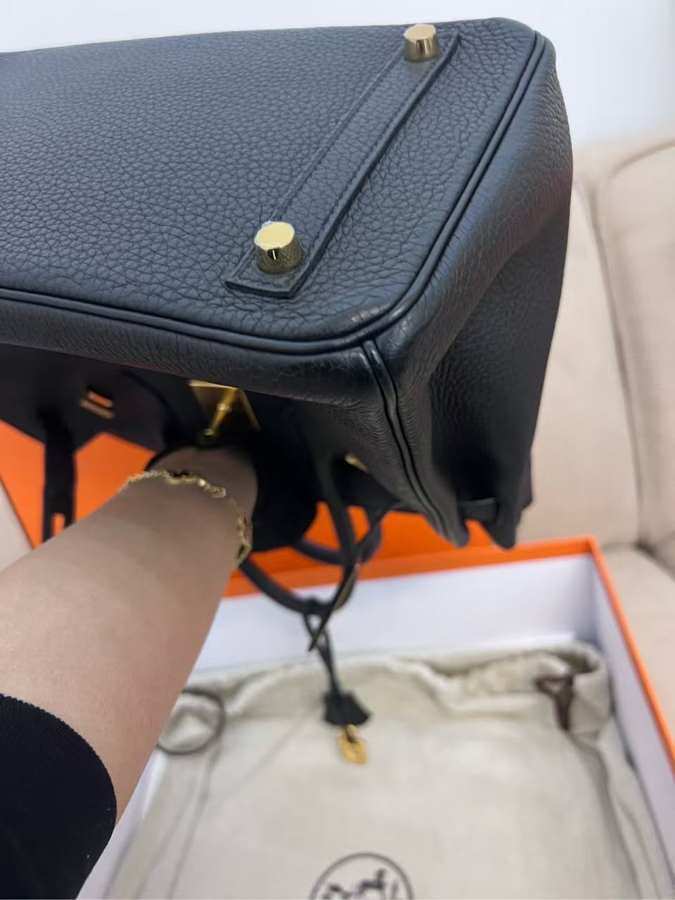 Pre-owned Hermes Birkin 30 Black Togo Golden Hw, 2012, w/ lock&key with clochette, dust bag