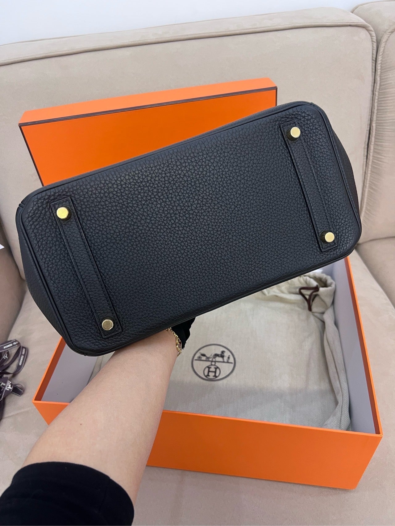 Pre-owned Hermes Birkin 30 Black Togo Golden Hw, 2012, w/ lock&key with clochette, dust bag