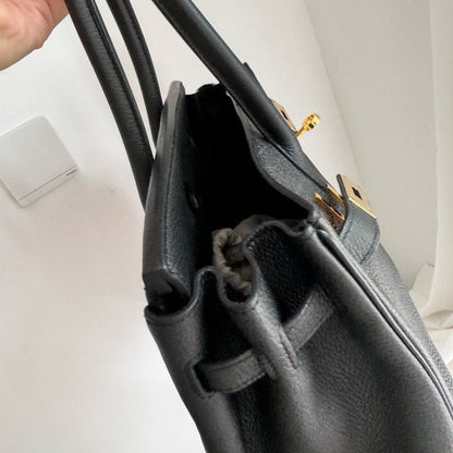 Pre-owned Certified Hermes Birkin 30 Black Togo Leather Golden Hardware, 2013 [Q], w/ dust bag, lock&key, raincoat