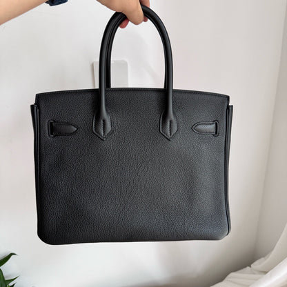 Pre-owned Certified Hermes Birkin 30 Black Togo Leather Golden Hardware, 2013 [Q], w/ dust bag, lock&key, raincoat