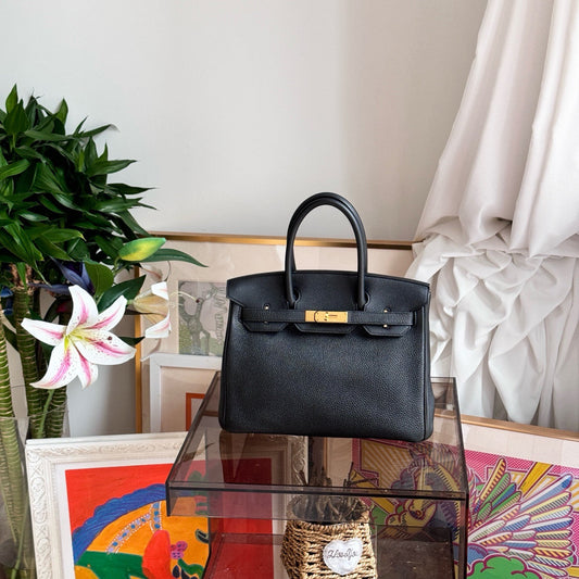 Pre-owned Certified Hermes Birkin 30 Black Togo Leather Golden Hardware, 2013 [Q], w/ dust bag, lock&key, raincoat