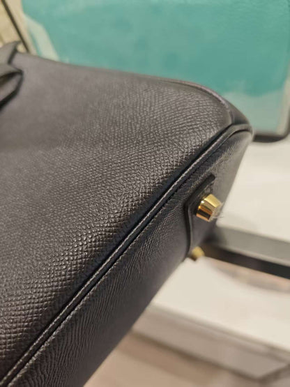 Pre-owned Certified Hermes Birkin 30 Black Epsom Leather Golden Hw, 2017, w/ lock&key, dust bag