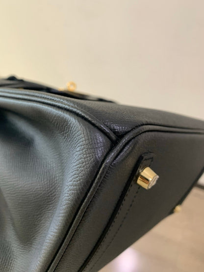 Pre-owned Certified Hermes Birkin 30 Black Epsom Leather Golden Hw, 2017, w/ lock&key, dust bag