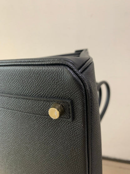 Pre-owned Certified Hermes Birkin 30 Black Epsom Leather Golden Hw, 2017, w/ lock&key, dust bag