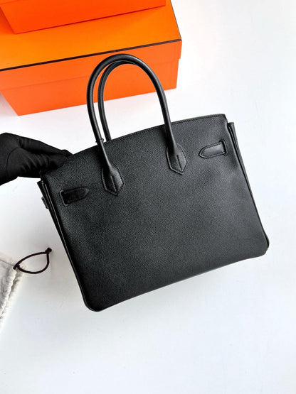 Pre-owned Certified Hermes Birkin 30 Black Epsom Leather Golden Hw, 2017, w/ lock&key, dust bag