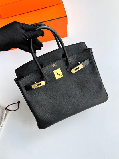 Pre-owned Certified Hermes Birkin 30 Black Epsom Leather Golden Hw, 2017, w/ lock&key, dust bag