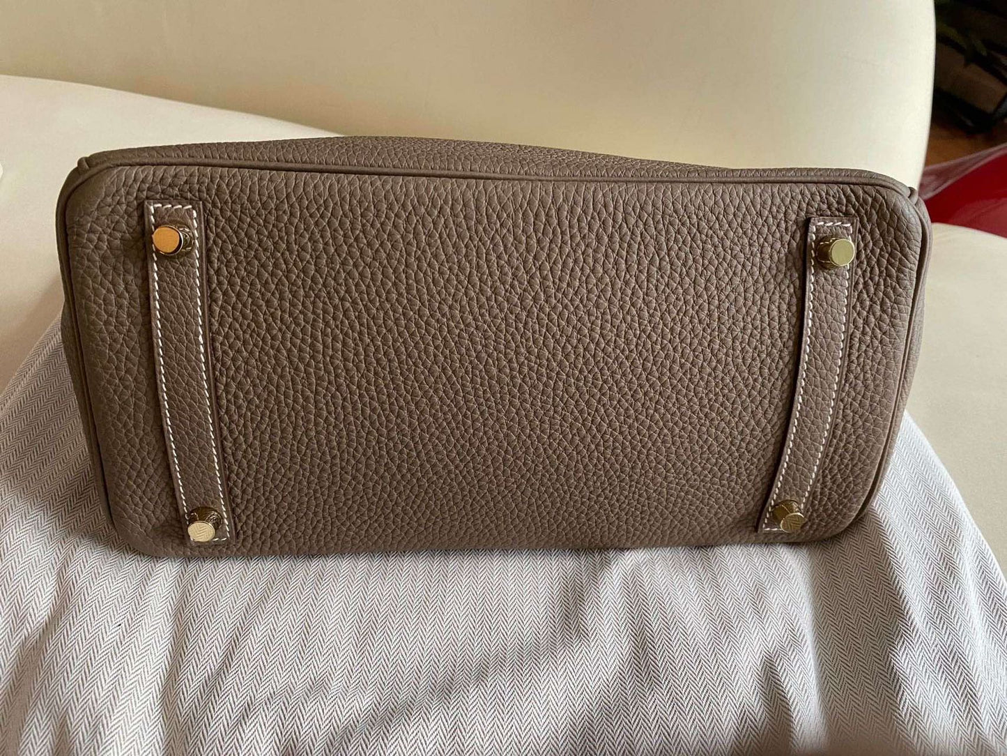 Pre-owned Certified Hermes Birkin 30 Etoupe 18 Togo Leather Golden Hardware, 2016 (X), with Full Set - box, dust bag, lock&key 