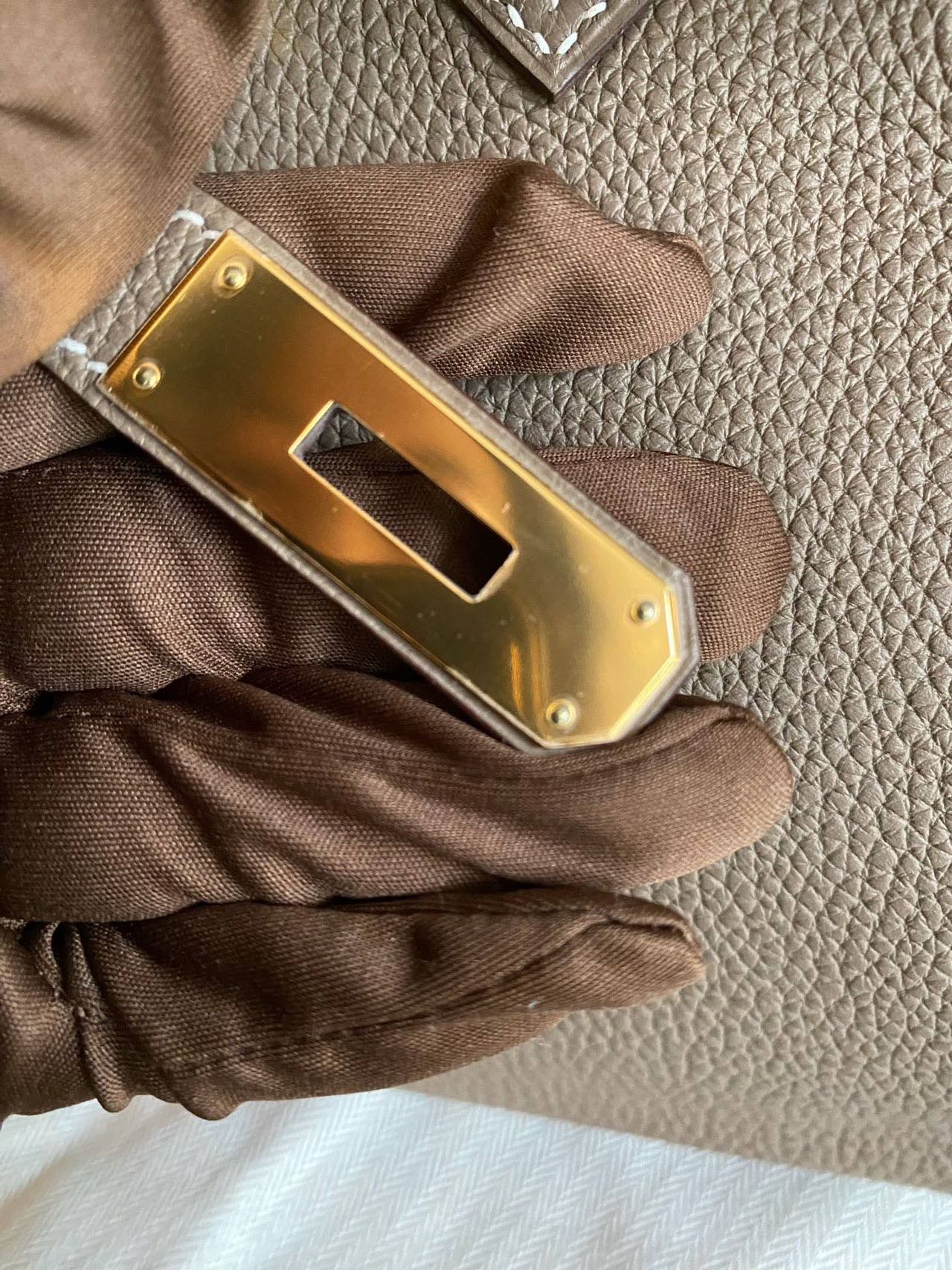 Pre-owned Certified Hermes Birkin 30 Etoupe 18 Togo Leather Golden Hardware, 2016 (X), with Full Set - box, dust bag, lock&key 