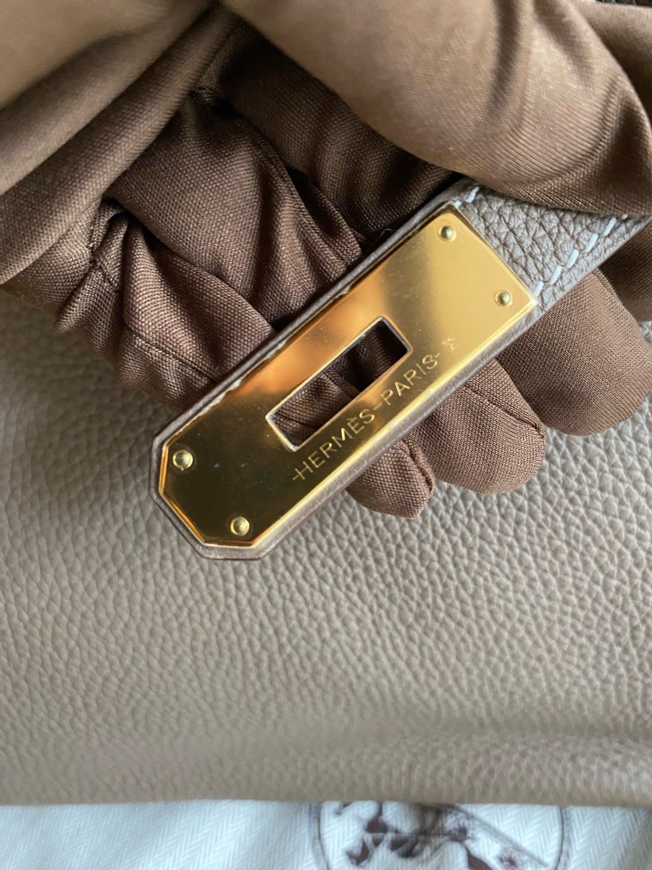 Pre-owned Certified Hermes Birkin 30 Etoupe 18 Togo Leather Golden Hardware, 2016 (X), with Full Set - box, dust bag, lock&key 