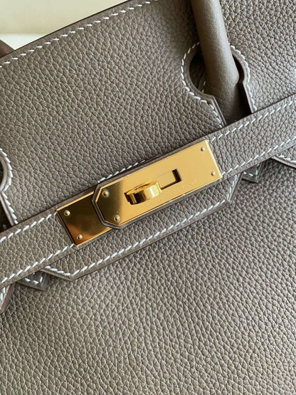 Pre-owned Certified Hermes Birkin 30 Etoupe 18 Togo Leather Golden Hardware, 2016 (X), with Full Set - box, dust bag, lock&key 