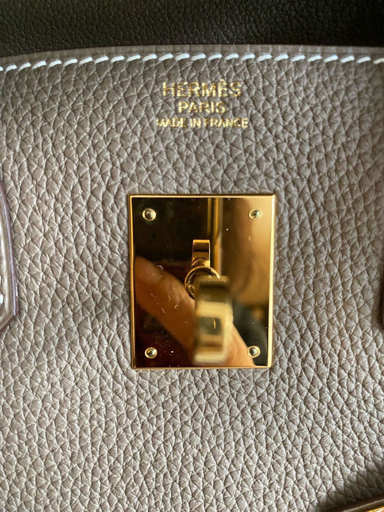 Pre-owned Certified Hermes Birkin 30 Etoupe 18 Togo Leather Golden Hardware, 2016 (X), with Full Set - box, dust bag, lock&key 