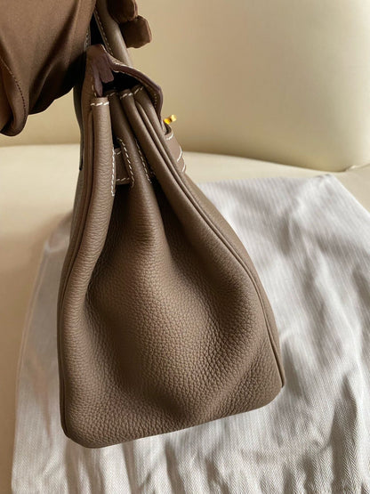 Pre-owned Certified Hermes Birkin 30 Etoupe 18 Togo Leather Golden Hardware, 2016 (X), with Full Set - box, dust bag, lock&key 