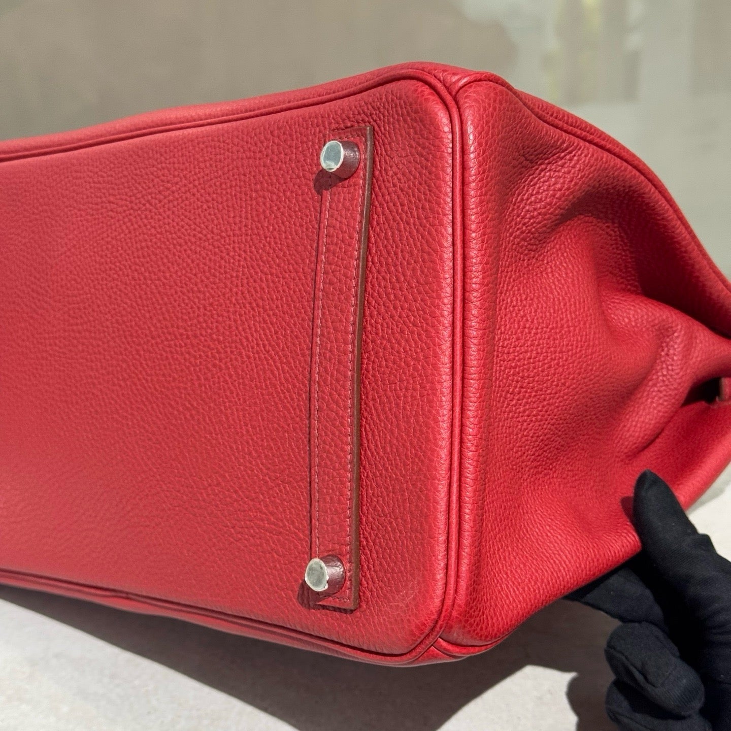 Pre-owned Certified Hermes Birkin 35 in Q5 Rouge Casaque Togo Leather with Silver Hardware, 2009, w/ full set