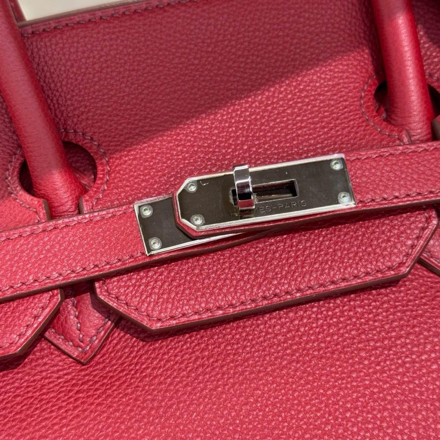 Pre-owned Certified Hermes Birkin 35 in Q5 Rouge Casaque Togo Leather with Silver Hardware, 2009, w/ full set